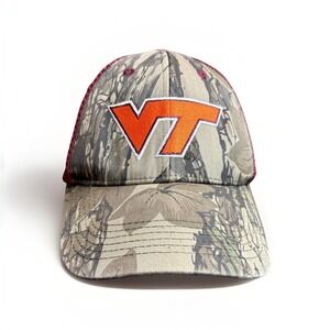 Virginia Tech‎ Trucker Hat Camo Snapback Cap Red Mesh Embroidered